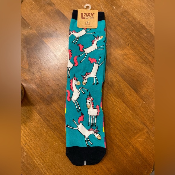 Lazy One Teal Unicorn Unisex Socks - Picture 1 of 7